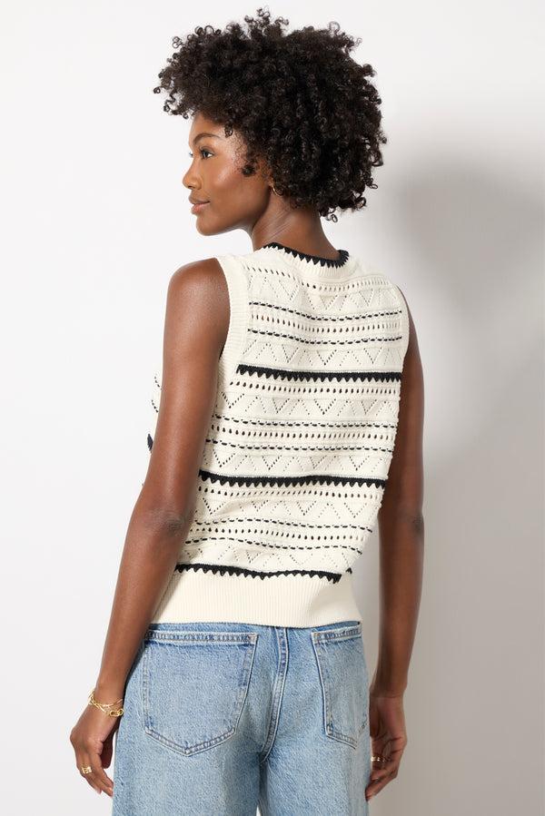 Everve Athena Pointelle Knit Vest Egret