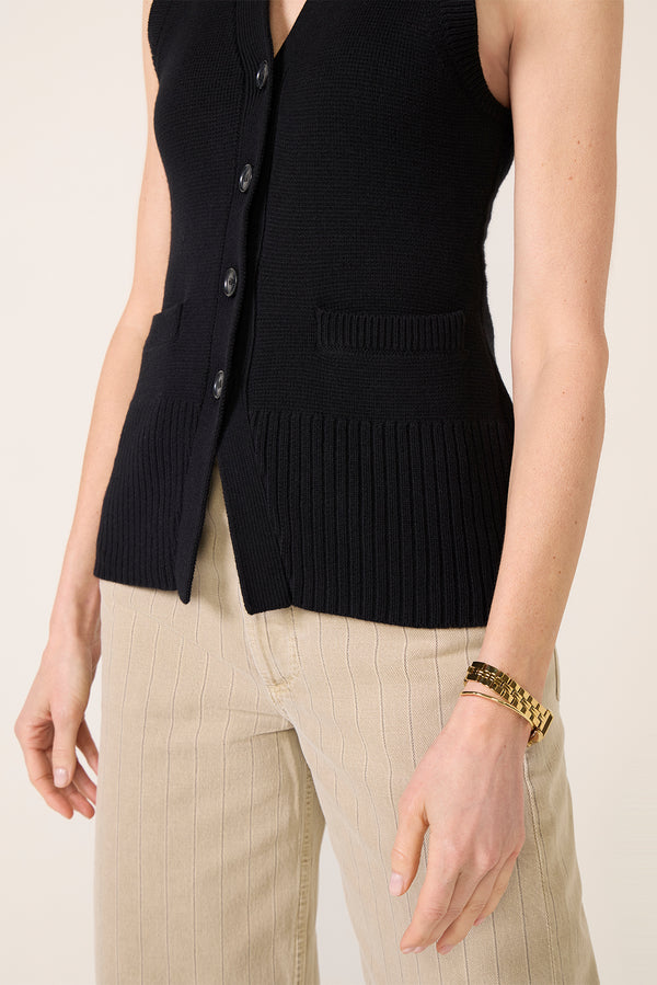 Everve Audra Cardigan Vest Noir
