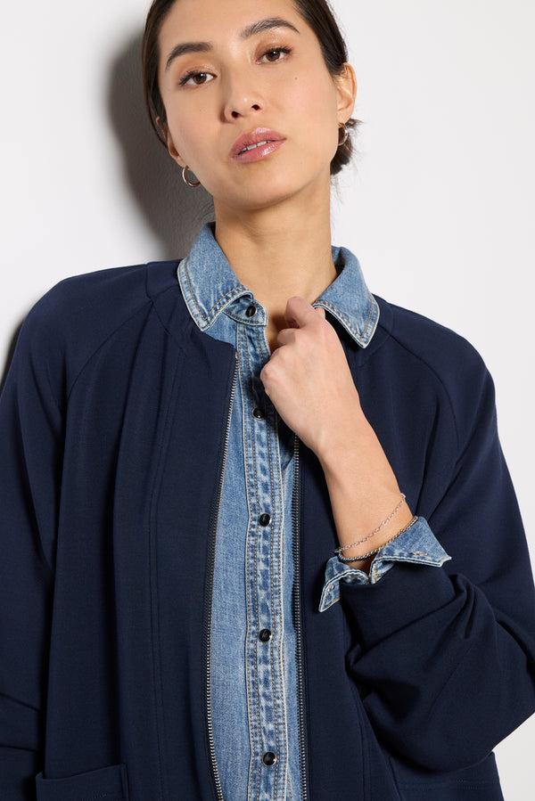 Everve Augusta Zip Through Navy