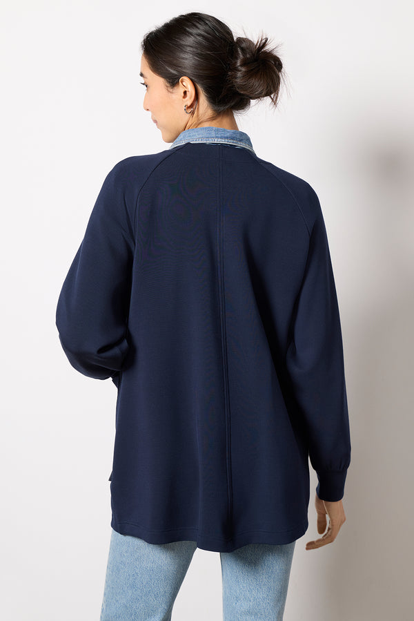 Everve Augusta Zip Through Navy