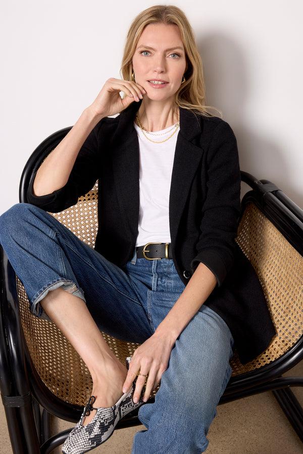 everve Ava Textured Blazer Black