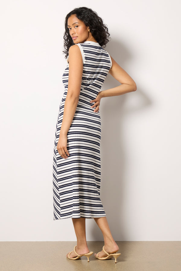 Everve Avery Dress Ivory/Navystripe