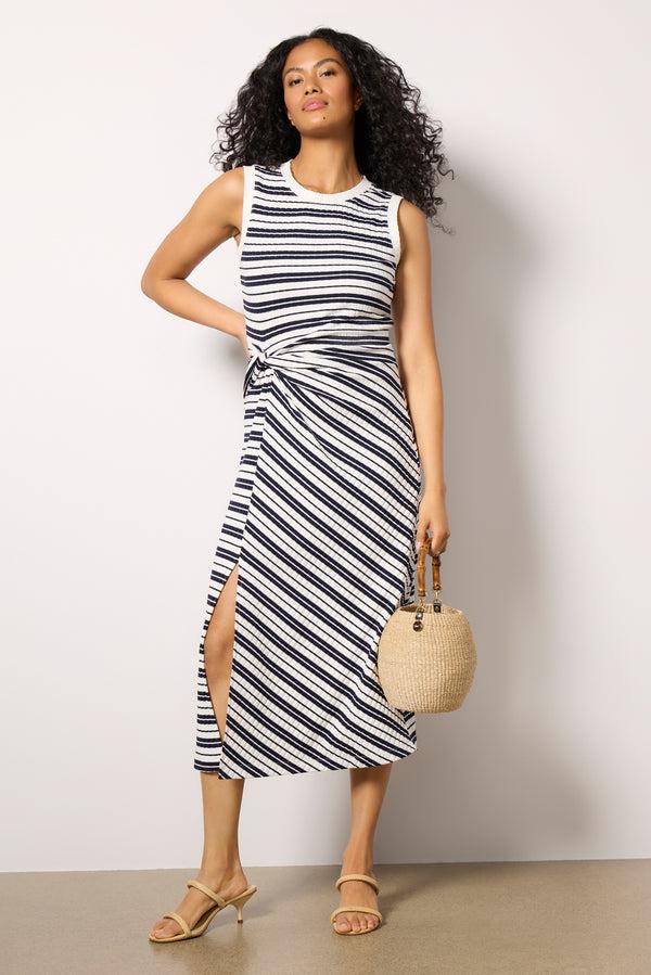 everve Avery Dress Ivory/Navystripe