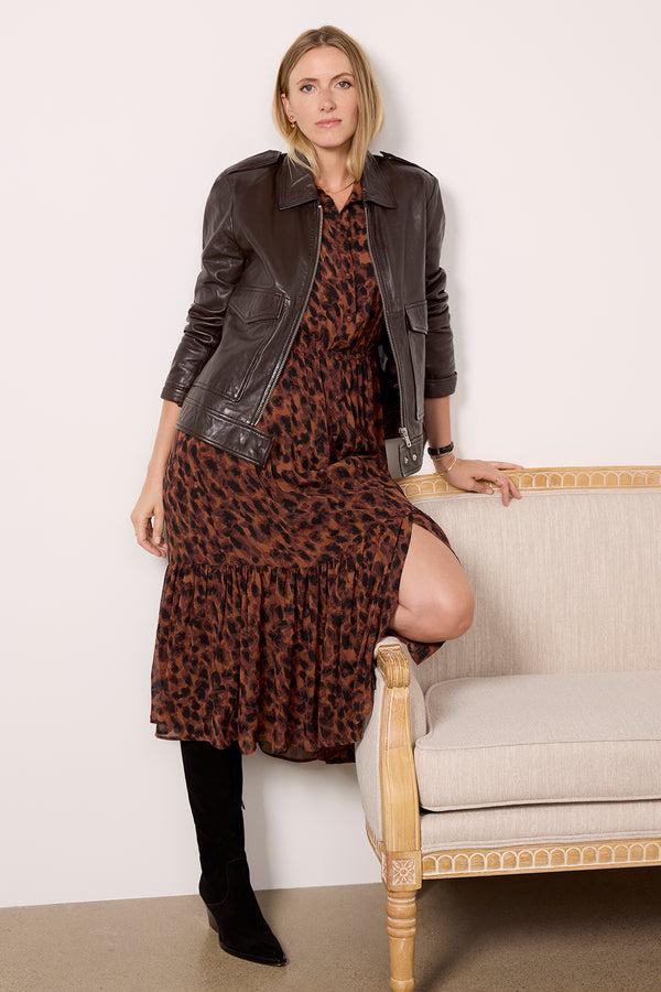 everve Aviator Zip Front Jacket Espresso