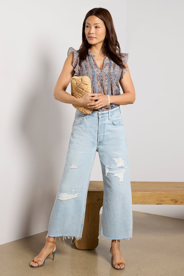 everve Ayla Raw Hem Crop Vaquero