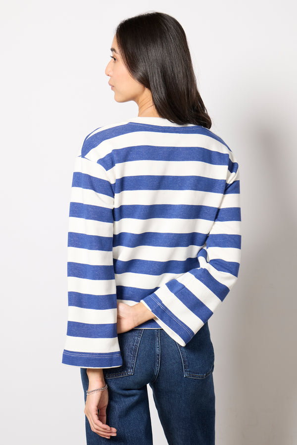 Everve Bailey Stripe Grommet Sweatshirt Blue/White