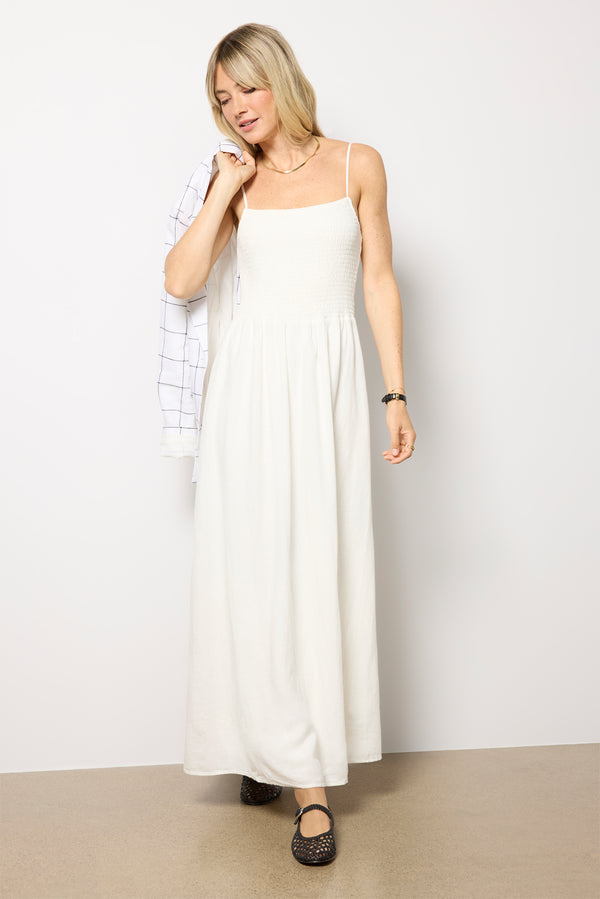 Everve Bayside Linen Maxi Dress White