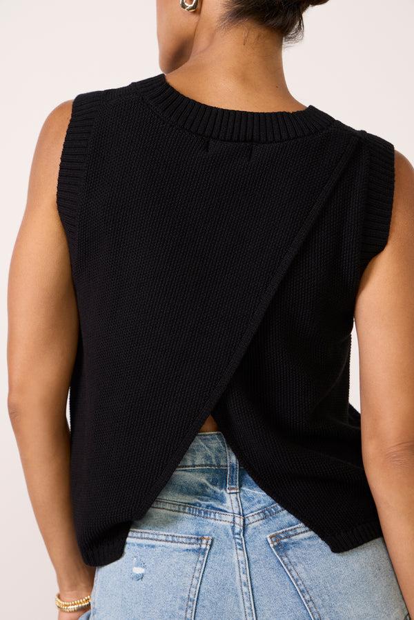 Everve Beck Cross Back Tank #0001Caviar