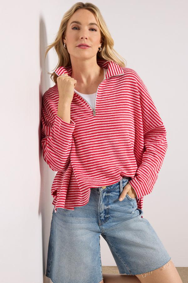 Everve Besos Quarter Zip Redstripe