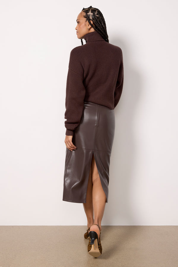 Everve Better Than Leather Midi Skirt Bark
