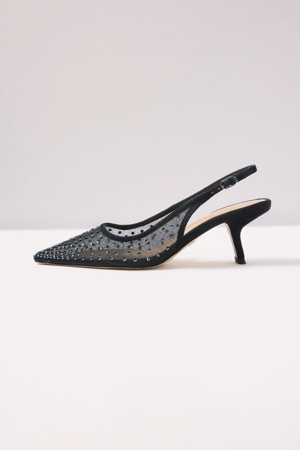 Everve Bianka Mesh Sling Back Heel Black