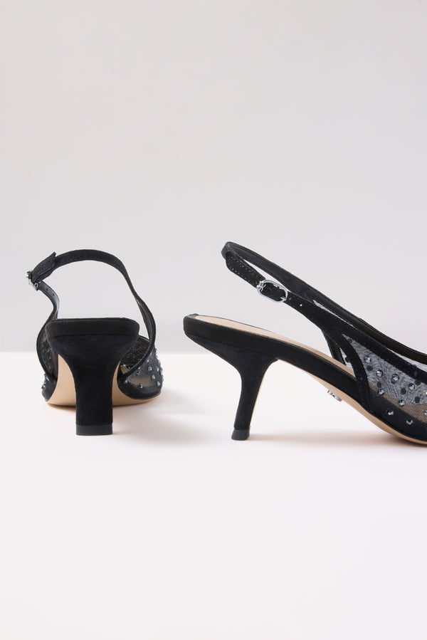 Everve Bianka Mesh Sling Back Heel Black
