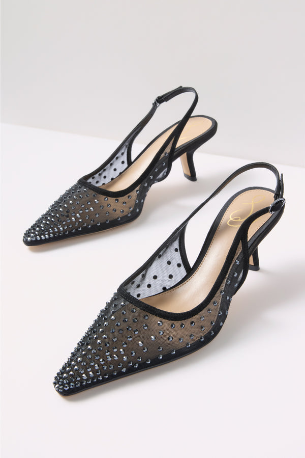everve Bianka Mesh Sling Back Heel Black