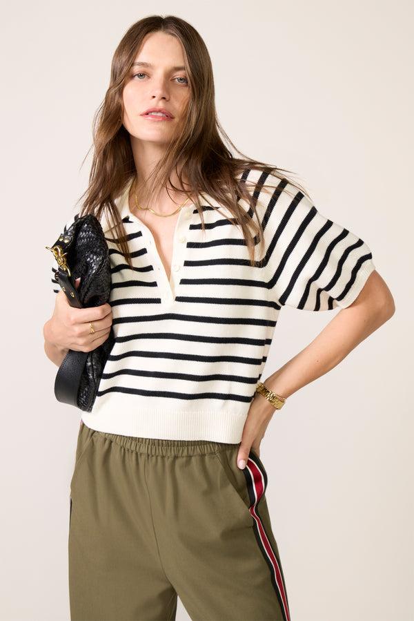 Everve Birch Top Pullover Antiquewhite/Black