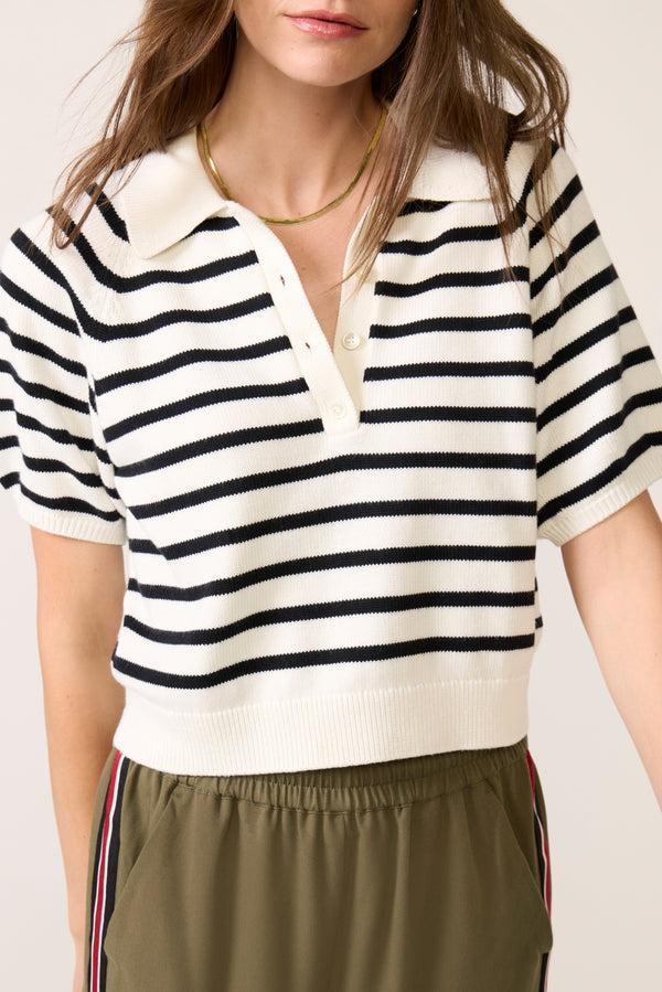 Everve Birch Top Pullover Antiquewhite/Black