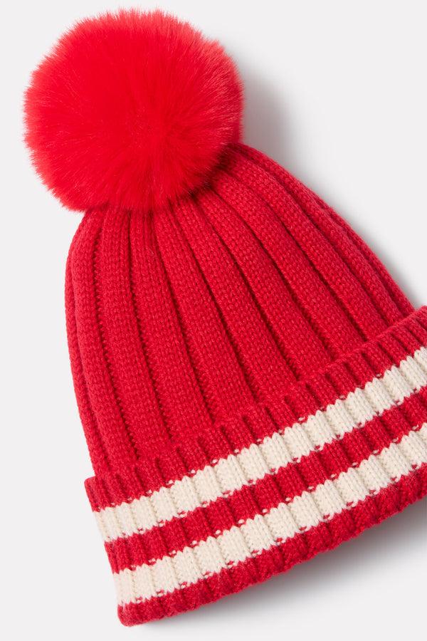 Everve Blaine Varsity Pom Beanie Red