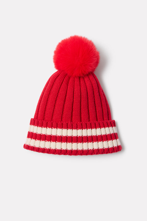 everve Blaine Varsity Pom Beanie Red