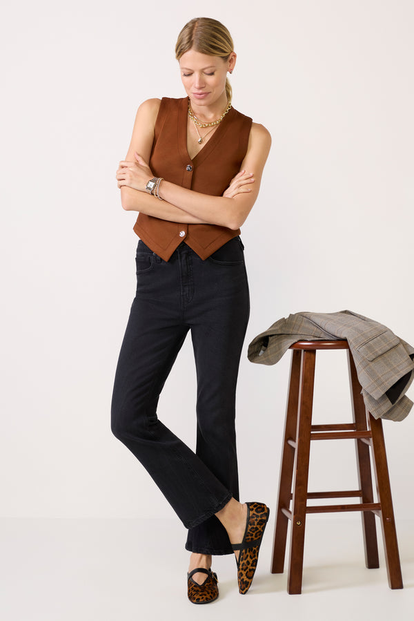 everve Blair Ponte Vest Brown