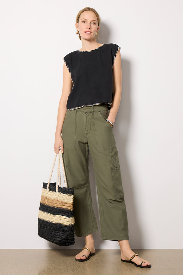 Everve Blanket Stitch Top Black