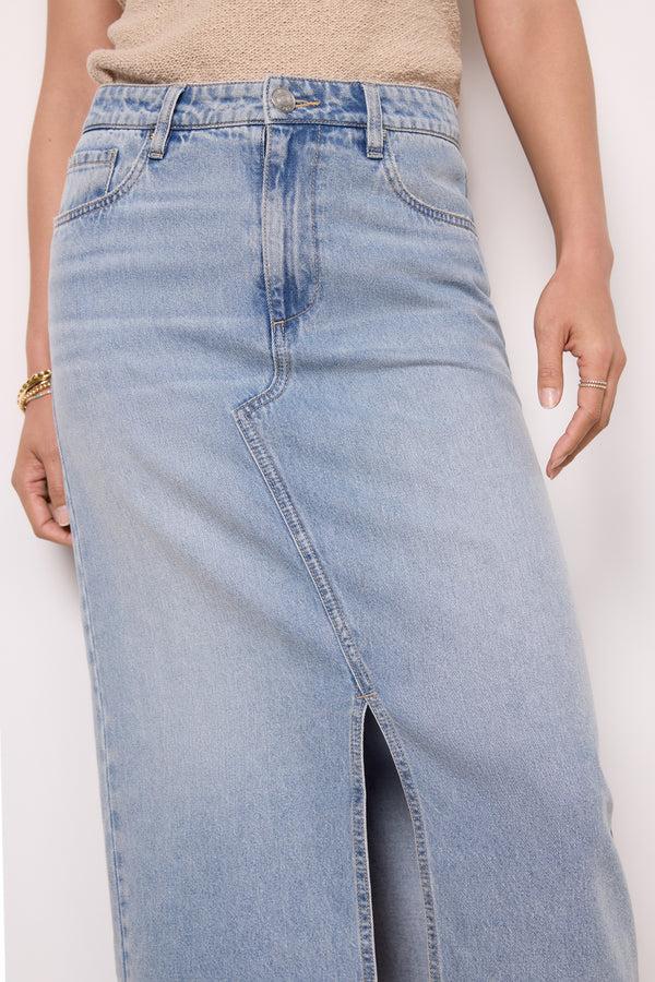 Everve Brea Long Skirt Mediumwash