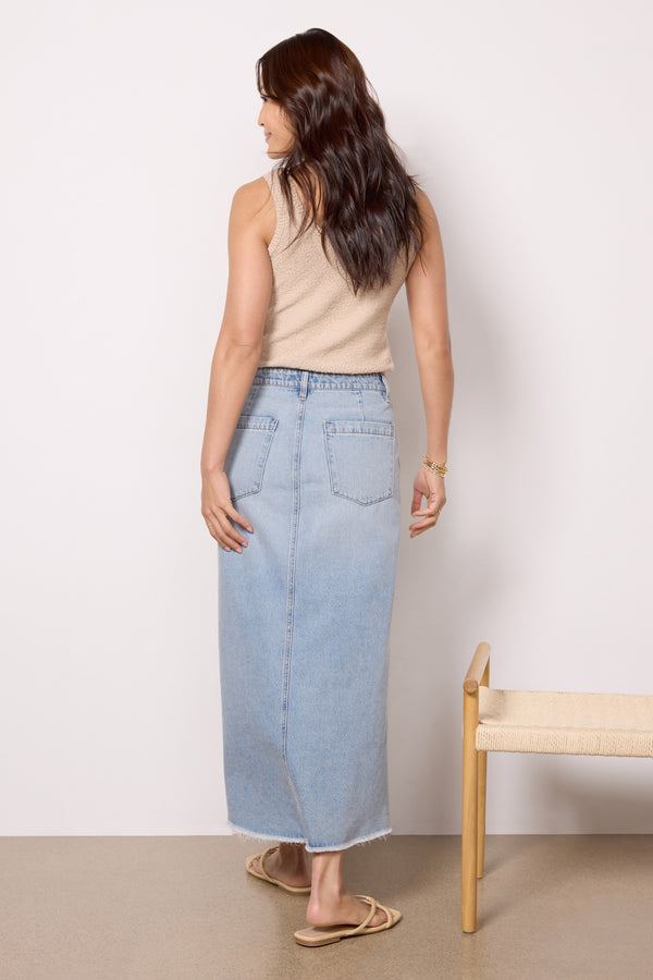 Everve Brea Long Skirt Mediumwash