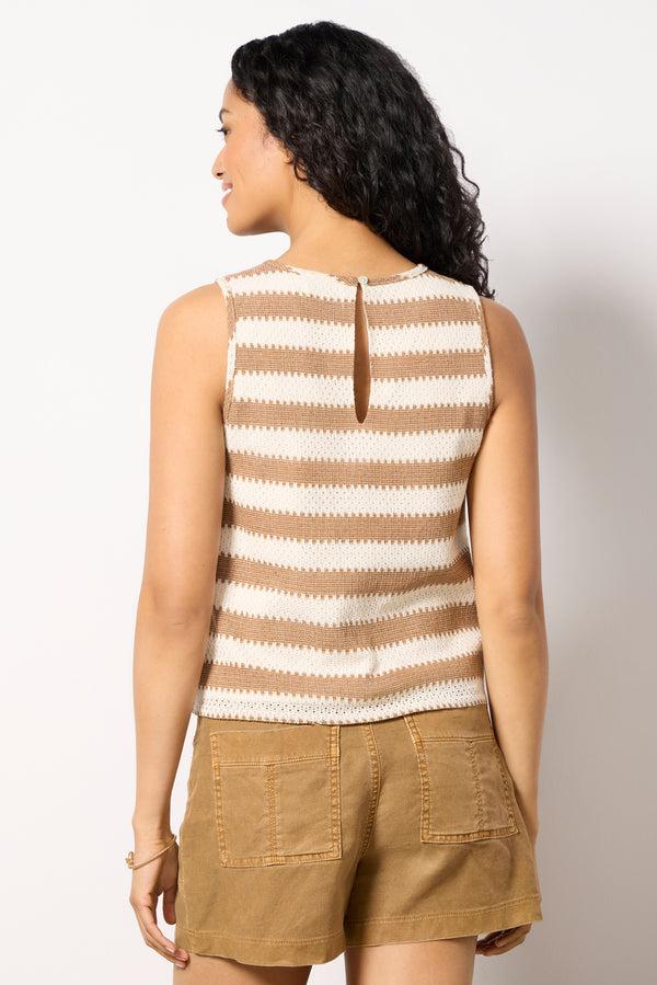 Everve Bree Striped Crochet Tank Neutralstripe