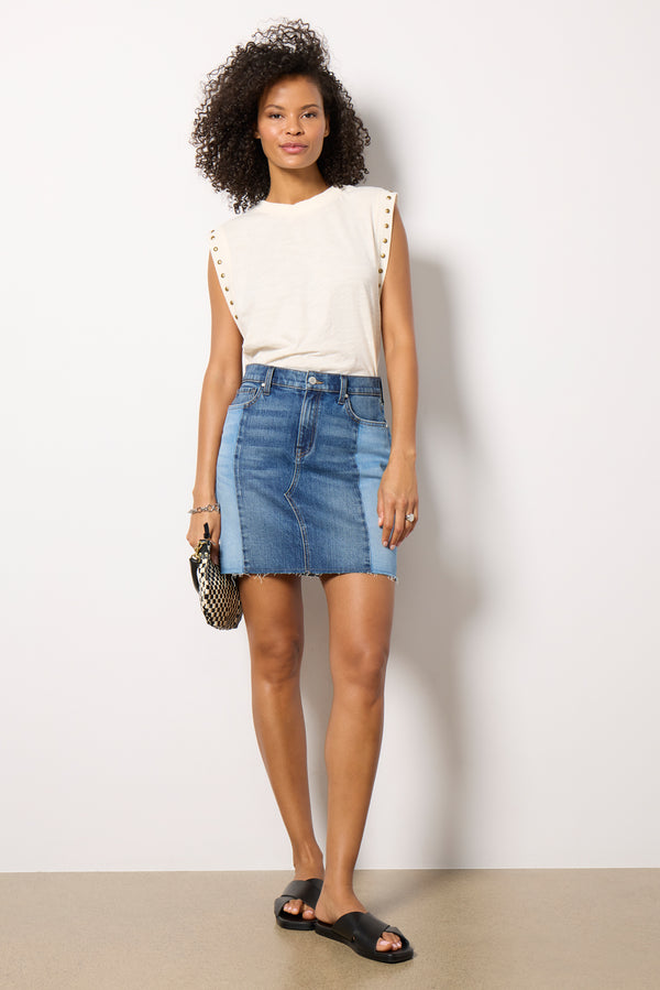 Everve Brinley Studded Sleeve Tee White