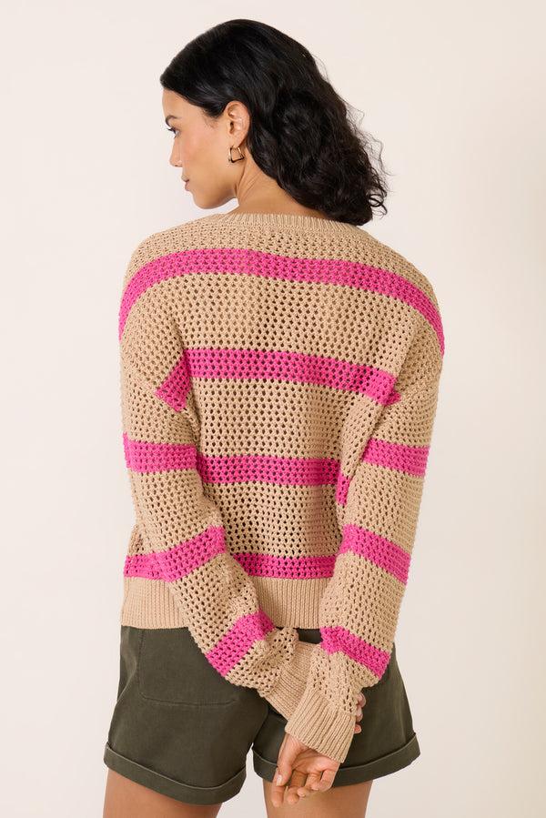 Everve Broadbeach Striped Crew Sweater Biscuit