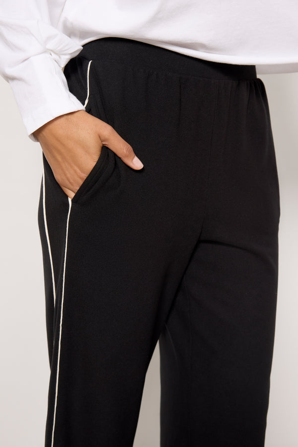 Everve Brushed Rib Wide Leg Pant 28` Black