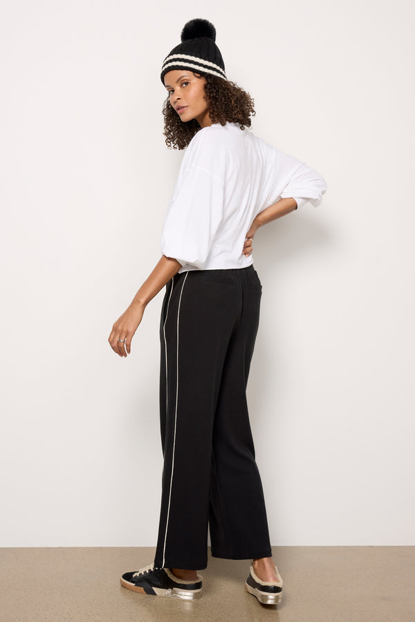 Everve Brushed Rib Wide Leg Pant 28` Black