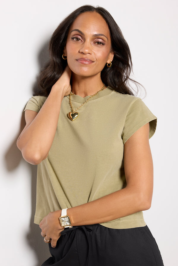 Everve Bryce Cap Sleeve Tee Cholla