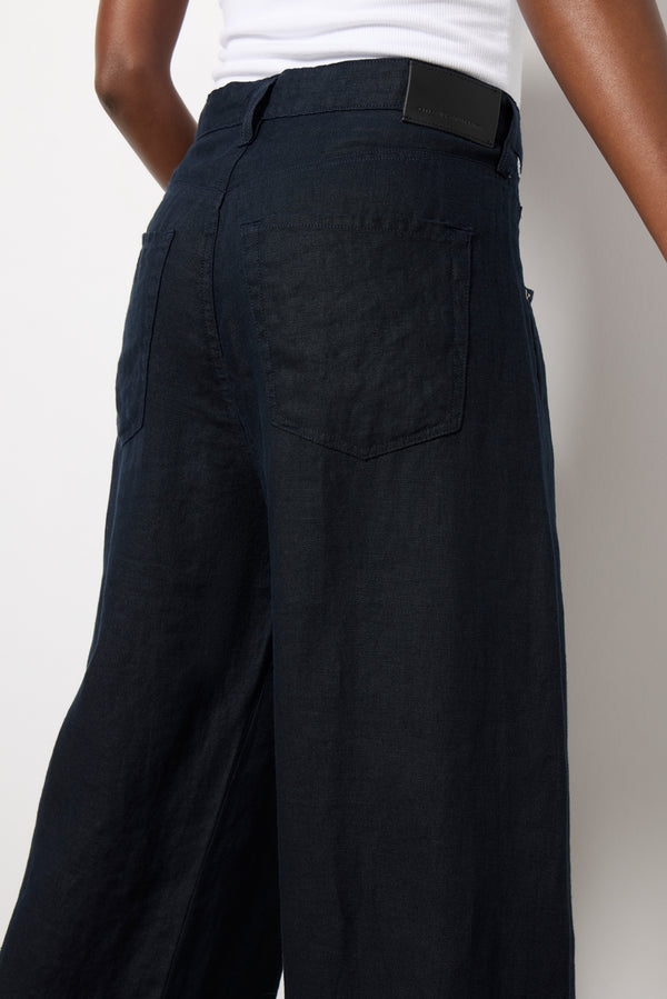Everve Brynn Drawstring Linen Pant Truenavy