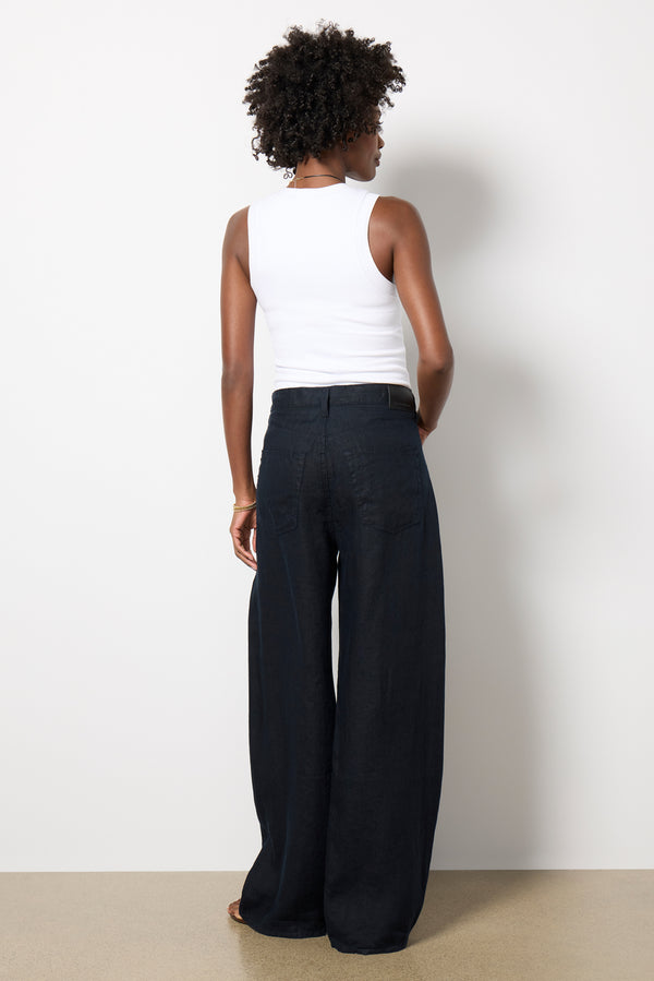 Everve Brynn Drawstring Linen Pant Truenavy