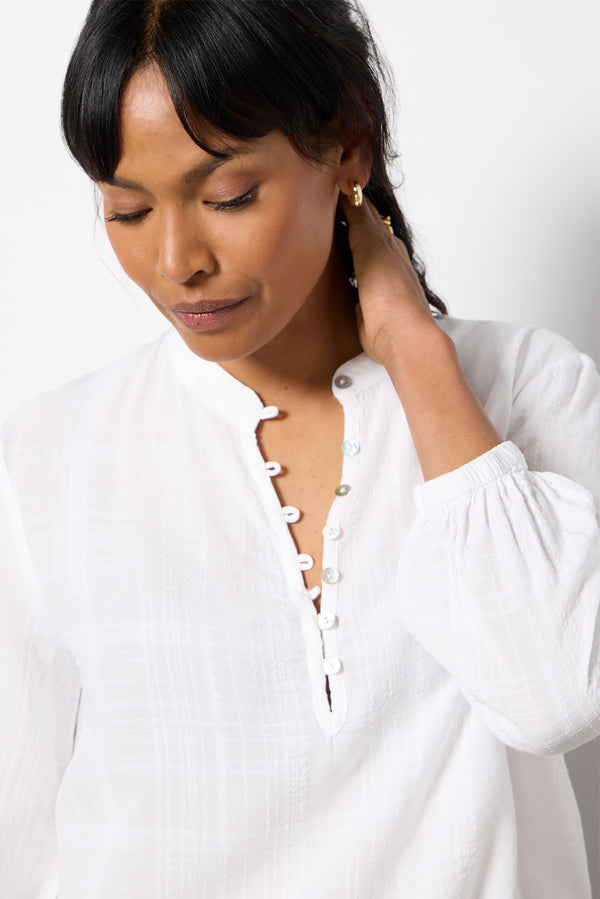 Everve Button Front Textured Shirt White