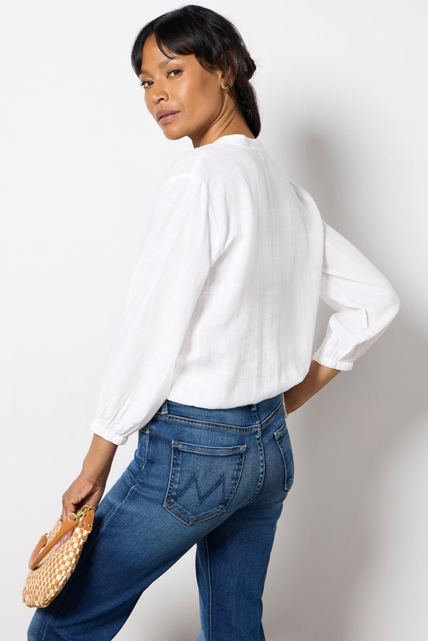 Everve Button Front Textured Shirt White