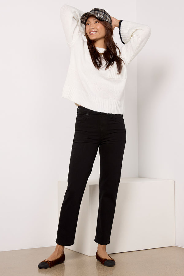 everve Caia High Rise Straight Jean Plushblack