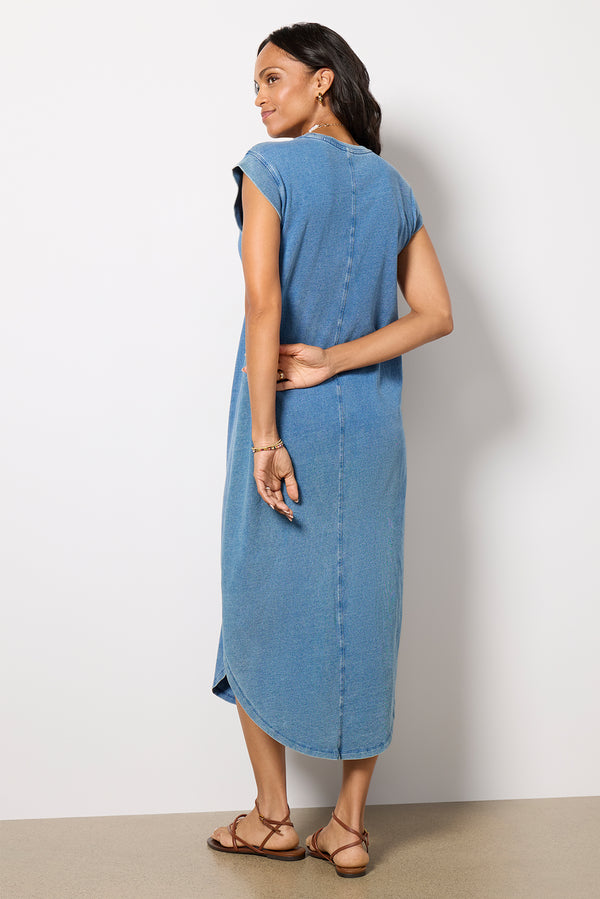 Everve Calabasas Jersey Denim Dress Vintageindigo