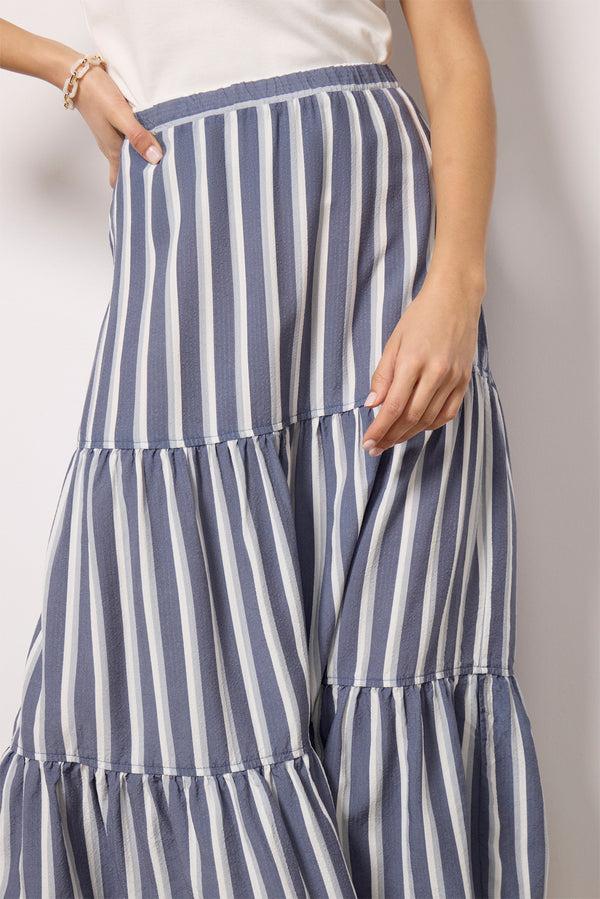 Everve Cali Stripe Skirt Bluemarina