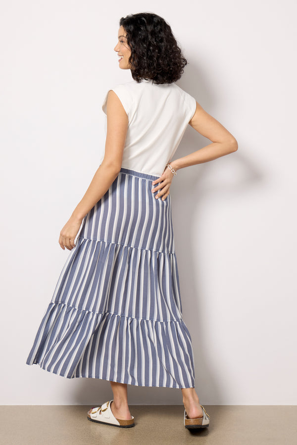 Everve Cali Stripe Skirt Bluemarina