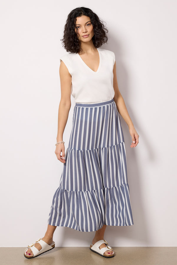 everve Cali Stripe Skirt Bluemarina
