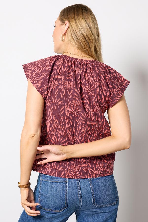 Everve Calista Flutter Sleeve Top Redprint