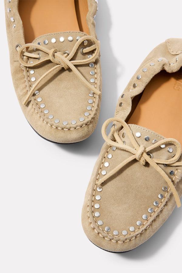 everve Calla Suede Studs Loafers Beige