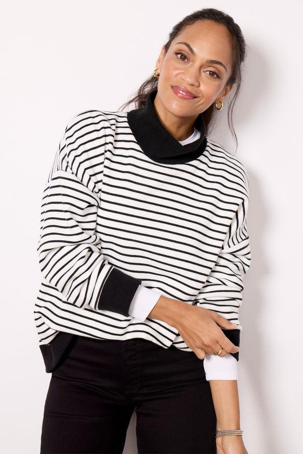 Everve Camryn Stripe Top White/Black