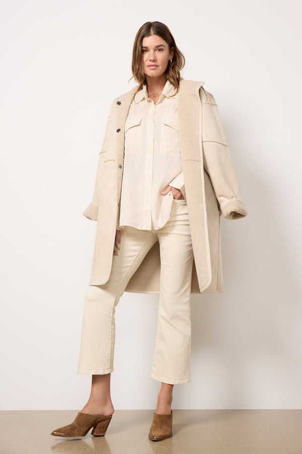 everve Cara Sherpa Coat Ecru