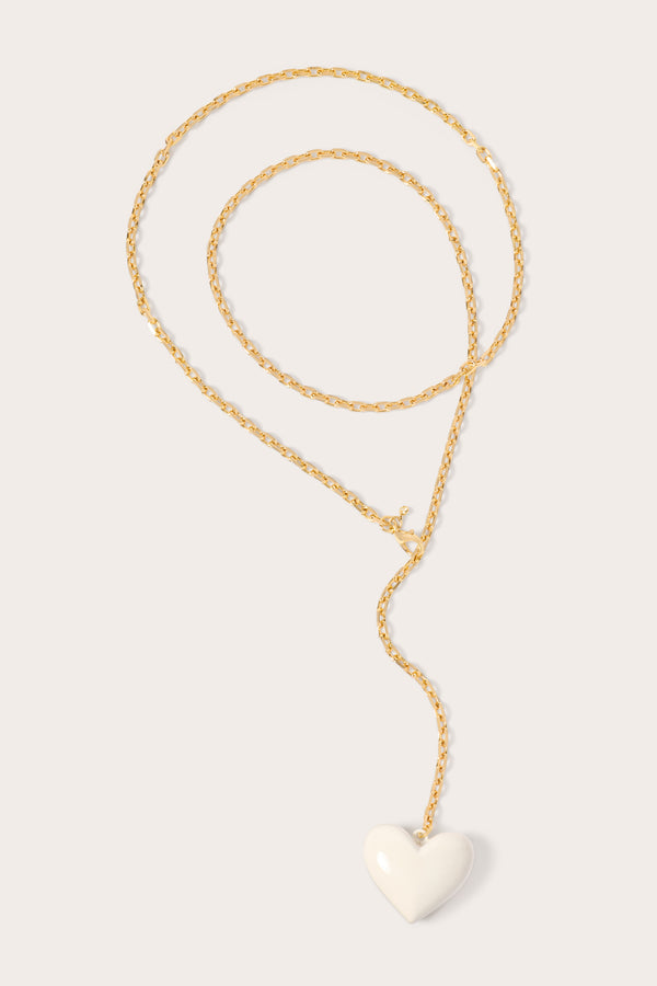 Everve Carina Heart Drop Necklace White/Gold