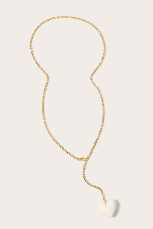 everve Carina Heart Drop Necklace White/Gold