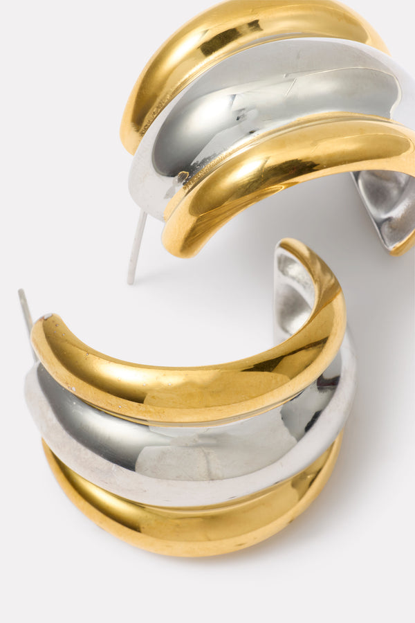 Everve Carla Triple Statement Hoop Gold/Silver