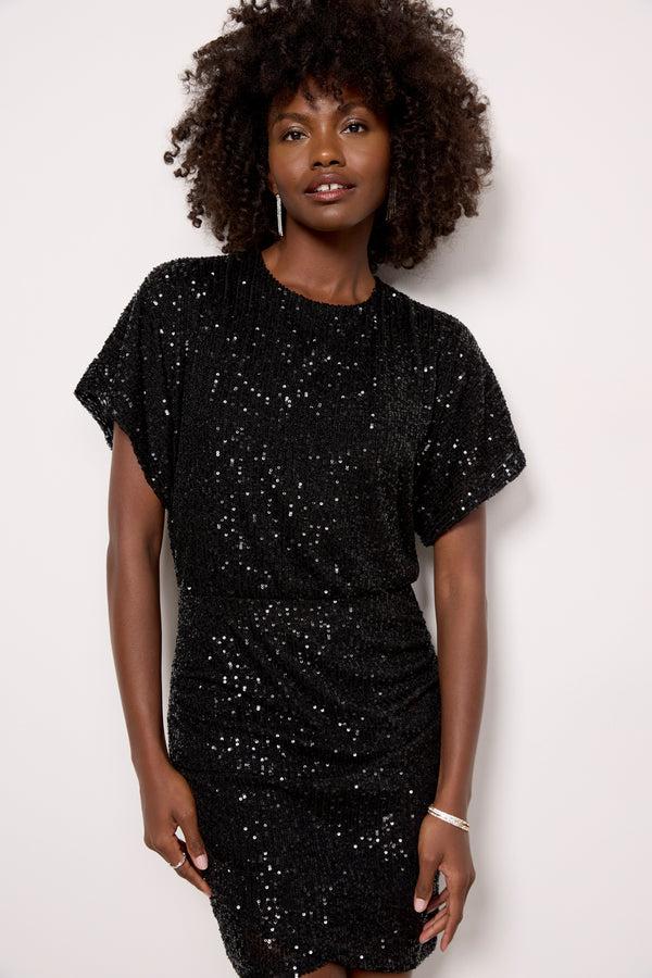 Everve Carmela Sequin Dress Black