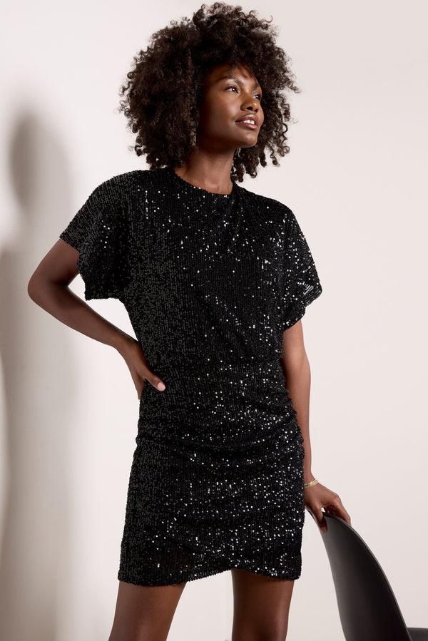 everve Carmela Sequin Dress Black