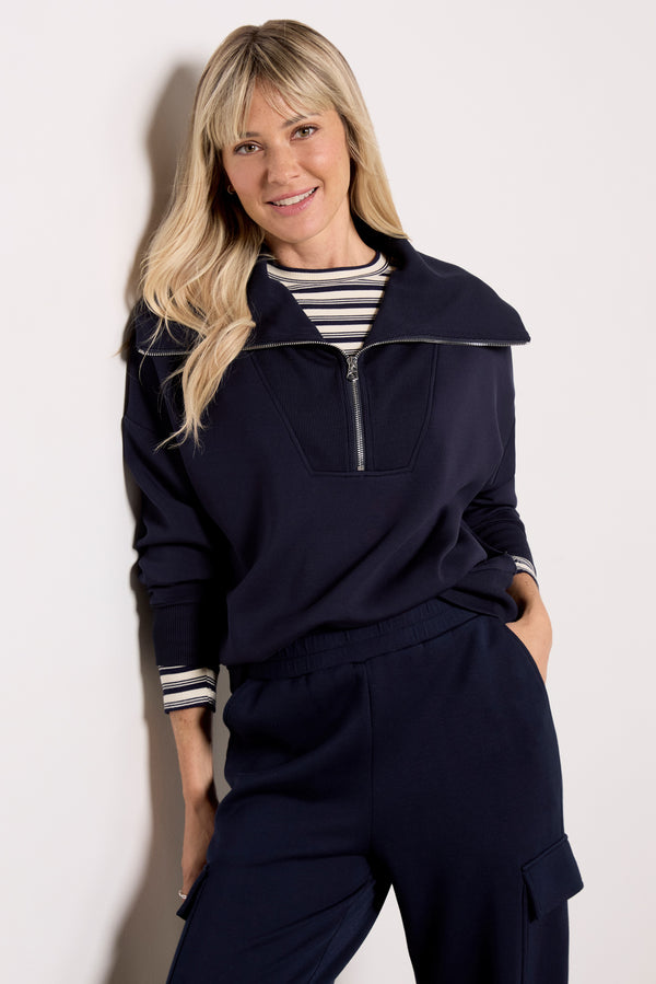 everve Catherine Half Zip Sweat Navy